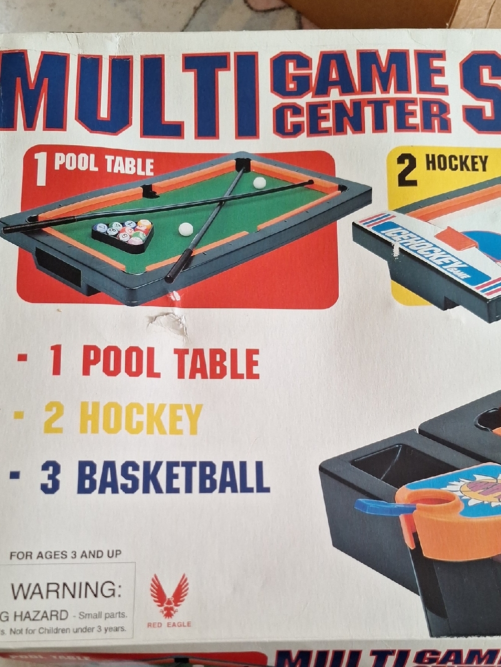 3 Multi Game Center - Green Pool Table, Air Hockey & Basketball, Black Game Base